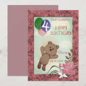 オリジナル, 個人的, 誕生日, テディベア 招待状 (正面/裏面)