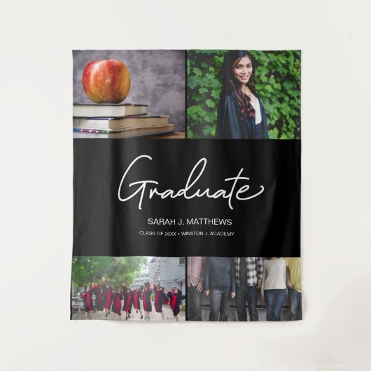 オリジナル 卒業写真 コラージュ フォトブース ステーション タペストリー (正面)