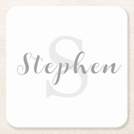 オリジナル 名前入り モノグラム スクリプト ドリンク スクエアペーパーコースター