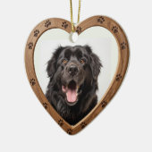 オリジナル 名前 日付 写真 ポリッシュ ウッド ハート セラミックオーナメント (左)