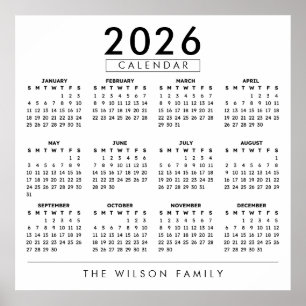 オリジナル 家族 名前 壁掛け カレンダー 2026 ポスター