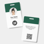 オリジナル 従業員 現代 ID カード 濃い緑色 QR バッジ (正面&裏面)
