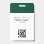 オリジナル 従業員 現代 ID カード 濃い緑色 QR バッジ (裏面)