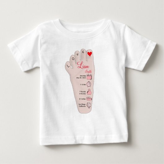オリジナル 新生児 ギフト 誕生情報 詳細 ベビーTシャツ (正面)