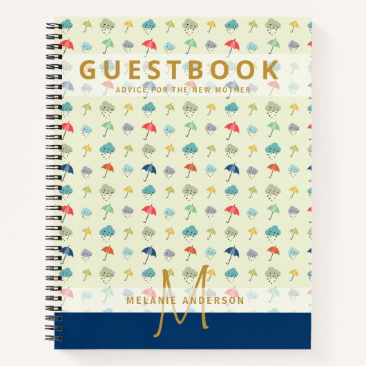 オリジナル 新米ママへのアドバイス ベビーシャワー ゲストブック ノートブック (正面)