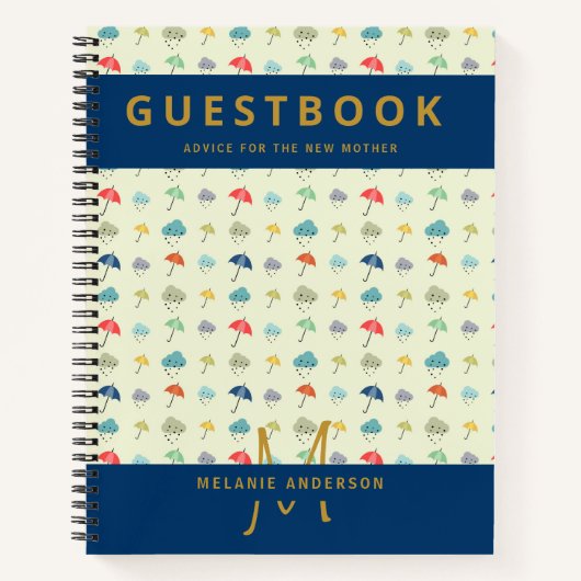 オリジナル 新米ママへのアドバイス ベビーシャワー ゲストブック ノートブック (正面)
