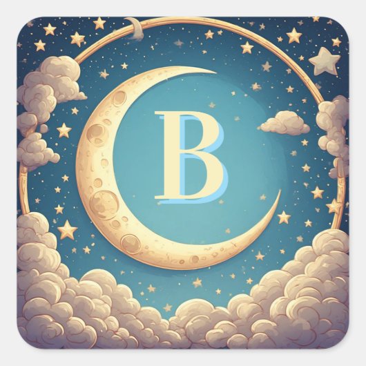☁️ オリジナル 月光 赤ちゃん 名前 テーマ ☁️ スクエアシール (正面)