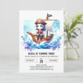 オリジナル・水彩画・海賊・誕生日 招待状 (スタンド正面)