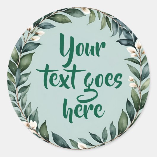 オリジナル 水彩 ユーカリ リース ステッカー 花 (正面)