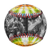 オリジナル 父の日 タイダイ Tie Dye 最高のパパ 写真 カスタム 野球ボール (正面)