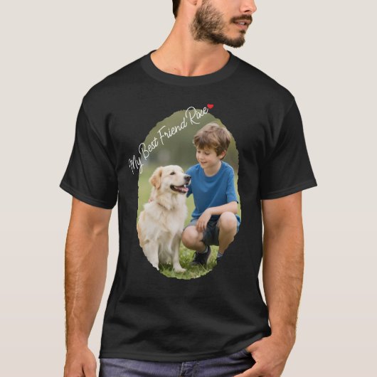 オリジナル 犬のお父さん 親友 写真 ブラック  Tシャツ (正面)