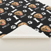 オリジナル 犬 ペット 写真 & 名前 黒 シェルパブランケット (3/4)