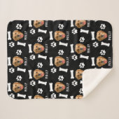 オリジナル 犬 ペット 写真 & 名前 黒 シェルパブランケット (正面(横))