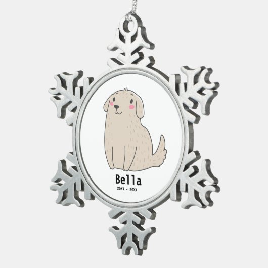 オリジナル 犬 記念 オーナメント, 写真 思い出 スノーフレークピューターオーナメント (右)