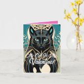 オリジナル 猫のバレンタイン アールヌーヴォーカード カード (黄色い花)