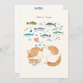 【オリジナル】猫の一日 - あなたの（魚）ドリームを追え サンキューカード (正面/裏面)