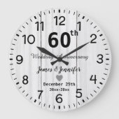 オリジナル 白木 60周年 結婚記念日 カスタム ラージ壁時計 (正面)