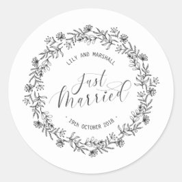 オリジナル 結婚しました 花のステッカーシール ラウンドシール