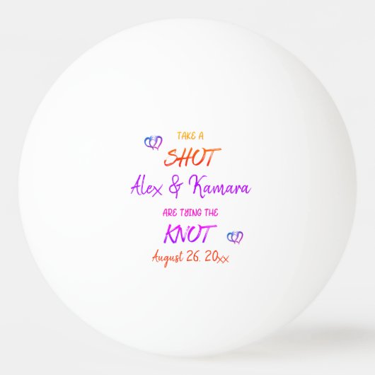 オリジナル 結婚式 カップル ウェディング 記念ボール 卓球ボール (正面)