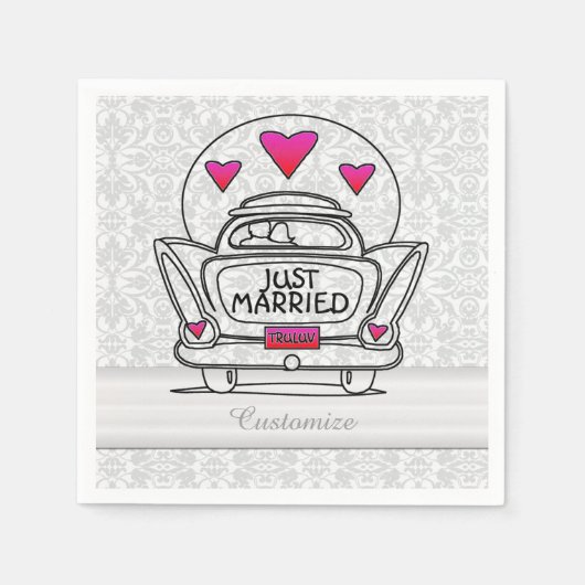 オリジナル 結婚式 ハネムーン カー ナプキン 3 スタンダードカクテルナプキン (正面)
