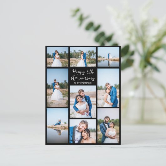 オリジナル 結婚記念日 新婚 フォト コラージュ ポストカード (スタンド正面)