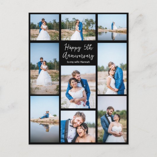 オリジナル 結婚記念日 新婚 フォト コラージュ ポストカード (正面)