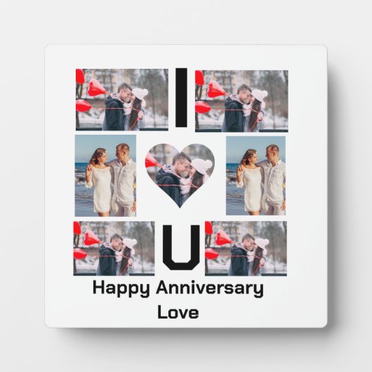 オリジナル 記念日 愛してる 7枚の写真 コラージュ フォトプラーク (正面)