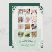 オリジナル 赤ちゃんの1年間の軌跡 フォト コラージュ 招待状 (正面/裏面)