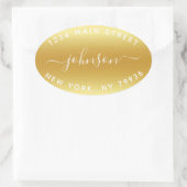 オリジナル 返信先 ゴールド ホワイトを作成 楕円形シール (バッグ)