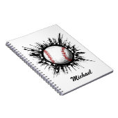 オリジナル 野球ボール 壁を突き破る ノートブック (右側)