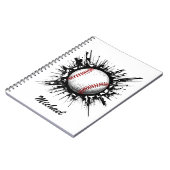 オリジナル 野球ボール 壁を突き破る ノートブック (左側)