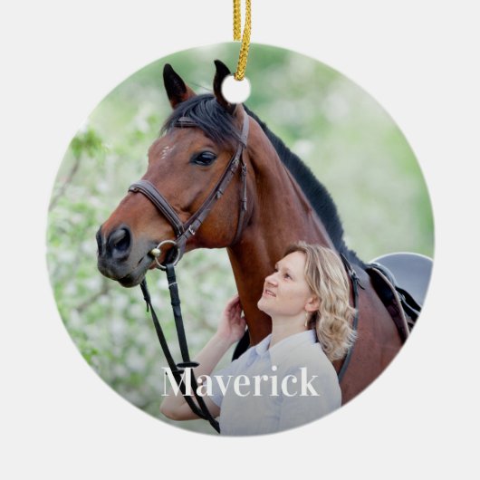 オリジナル 馬の写真 馬好きな人へのプレゼント セラミックオーナメント (正面)