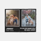 オリジナル 黒い犬のメモリアル 2枚の写真のコラージュ フリースブランケット (正面(横))
