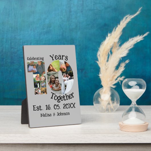 オリジナル 10周年結婚記念日 11枚の写真コラージュ フォトプラーク (側面)
