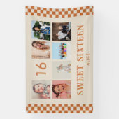 オリジナル 16歳の誕生日パーティー フォトコラージュ バナー 横断幕 (縦)