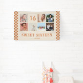 オリジナル 16歳の誕生日パーティー フォトコラージュ バナー 横断幕 (インサイチュ)