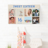 オリジナル 16歳誕生日パーティー フォトコラージュ バナー 横断幕 (インサイチュ)