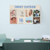 オリジナル 16歳誕生日パーティー フォトコラージュ バナー 横断幕 (トレードショー)