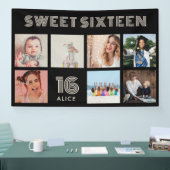 オリジナル 16歳誕生日パーティー フォトコラージュ バナー 横断幕 (トレードショー)
