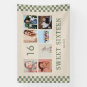 オリジナル 16歳誕生日パーティー フォトコラージュ バナー 横断幕 (縦)