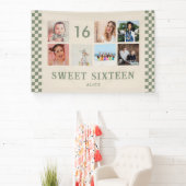 オリジナル 16歳誕生日パーティー フォトコラージュ バナー 横断幕 (インサイチュ)