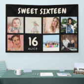 オリジナル 16歳誕生日パーティー フォトコラージュ バナー 横断幕 (トレードショー)