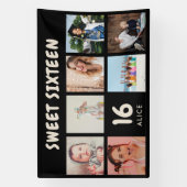 オリジナル 16歳誕生日パーティー フォトコラージュ バナー 横断幕 (縦)