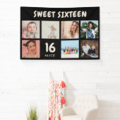 オリジナル 16歳誕生日パーティー フォトコラージュ バナー 横断幕 (インサイチュ)