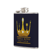 オリジナル BBQ グリル キング クラウン ネイビー 名入れ フラスク (左)