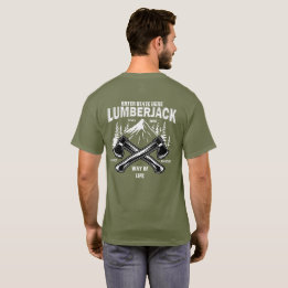 オリジナル Lumberjack 交差する斧 ライフスタイル シン Tシャツ