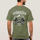 オリジナル Lumberjack 交差する斧 ライフスタイル シン Tシャツ (裏面)