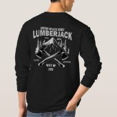 オリジナル Lumberjack 交差する斧 ライフスタイル シン Tシャツ (裏面)