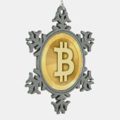 オリジナルBitcoinロゴクリスマスオーナメント基本 スノーフレークピューターオーナメント (左)