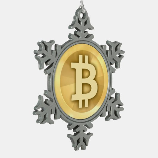 オリジナルBitcoinロゴクリスマスオーナメント基本 スノーフレークピューターオーナメント (左)